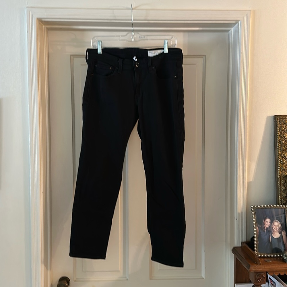 Rag & Bone Dre Low Rise Slim Boyfriend crop Jeans Sz 28 Stretchy “No Fade Black”